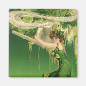 ヴィンテージ聖パトリックの日、女性パイプ煙の渦巻き マグネット (正面)