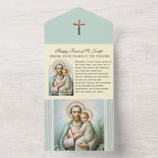 ヴィンテージ聖ヨセフイエス宗教聖なる書物、 経典 オールインワン招待状 (内側)