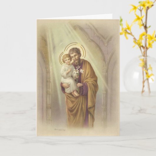 ヴィンテージ聖ヨセフ父の日 カード (黄色い花)