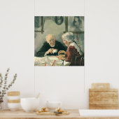 ヴィンテージ聖職者、コーヒーまたは紅茶と司祭 ポスター (キッチン)