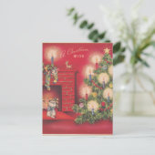 ヴィンテージ聖降誕祭の願いリビング シーズンポストカード (スタンド正面)