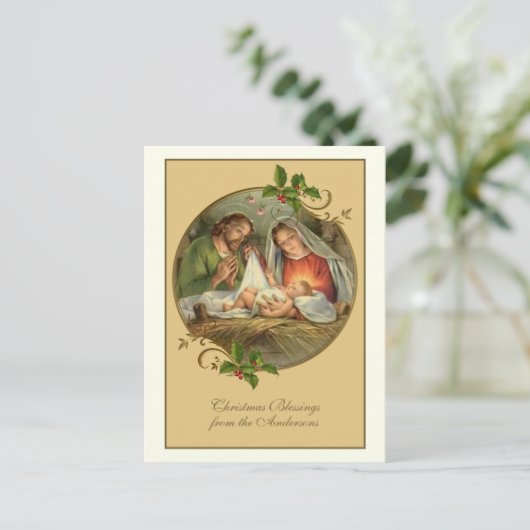 ヴィンテージ聖降誕祭イエスメリージョセフ シーズンポストカード (スタンド正面)