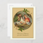 ヴィンテージ聖降誕祭イエスメリージョセフ シーズンポストカード (正面/裏面)