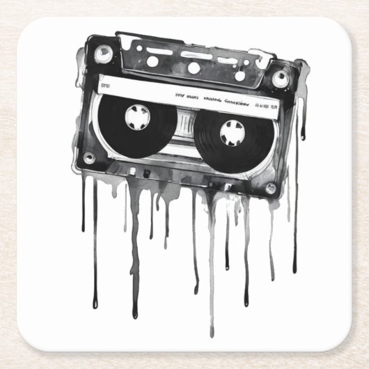 ヴィンテージ聴診器 スクエアペーパーコースター (正面)