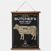 ヴィンテージ肉屋が肉を切る 吊り下げ型タペストリー (正面2)