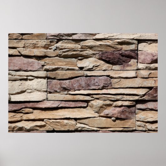ヴィンテージ背景の古い石積み石れんが ポスター (正面)