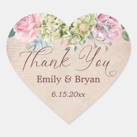 ヴィンテージ背景バラス結婚スプレーありがとうCl ハートシール (正面)