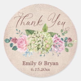 ヴィンテージ背景バラス結婚プレーありがとう ラウンドシール