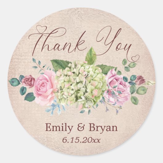 ヴィンテージ背景バラス結婚プレーありがとう ラウンドシール (正面)