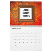 ヴィンテージ背景 2025年 写真を追加 カラフル カレンダー (2月 2027)