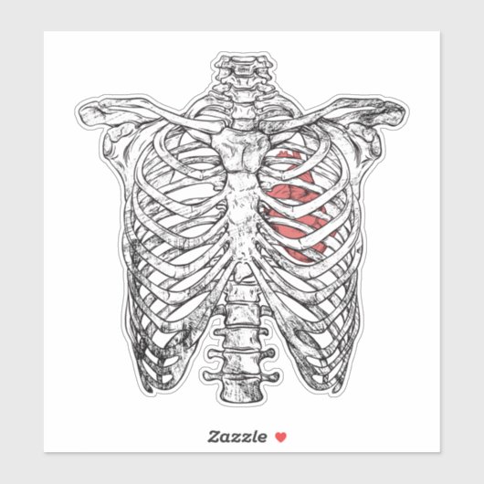 ヴィンテージ胸部とハート解剖学ハロウィーン シール (シート)