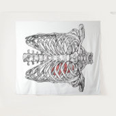 ヴィンテージ胸部とハート解剖学ハロウィーン タペストリー (正面(横))