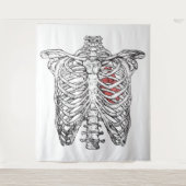 ヴィンテージ胸部とハート解剖学ハロウィーン タペストリー (正面)
