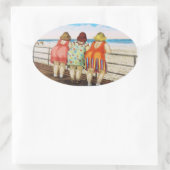 ヴィンテージ脂肪底ガールズアットビーチ 楕円形シール (バッグ)