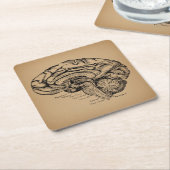 ヴィンテージ脳図アンティーク医学解剖学術 スクエアペーパーコースター (アングル)