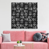 ヴィンテージ脳図プリントパターン脳ブラック キャンバスプリント (インサイチュ (リビング))