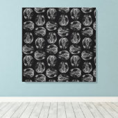 ヴィンテージ脳図プリントパターン脳ブラック キャンバスプリント (インサイチュ (ウッドフロア))