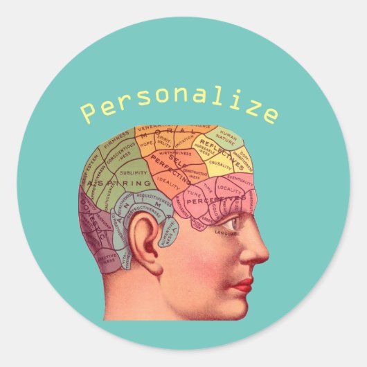 ヴィンテージ脳学頭脳図 ラウンドシール (正面)