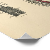 ヴィンテージ脳脊髄解剖学1880プリント ポスター (角)