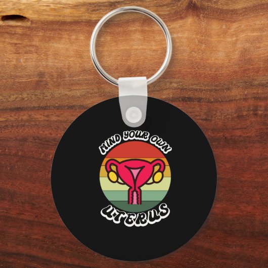 ヴィンテージ自分の子宮フェミニストおもしろいギフトに注意 キーホルダー (正面)