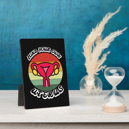 ヴィンテージ自分の子宮フェミニストおもしろいギフトに注意 フォトプラーク (側面)