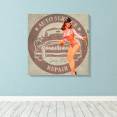 ヴィンテージ自動サービス キャンバスプリント (インサイチュ (ウッドフロア))