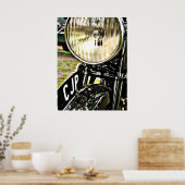 ヴィンテージ自動二輪車用前照灯および免許プレート ポスター (キッチン)