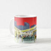 ヴィンテージ自動整備士完全車サービスガレージ コーヒーマグカップ (正面左)