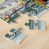 ヴィンテージ自動整備士完全車サービスガレージ ジグソーパズル (側面)