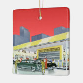 ヴィンテージ自動整備士完全車サービスガレージ セラミックオーナメント (左)