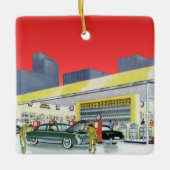 ヴィンテージ自動整備士完全車サービスガレージ セラミックオーナメント (正面)