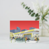 ヴィンテージ自動整備士完全車サービスガレージ ポストカード (スタンド正面)