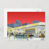 ヴィンテージ自動整備士完全車サービスガレージ ポストカード (正面/裏面)