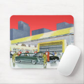 ヴィンテージ自動整備士完全車サービスガレージ マウスパッド (マウス)