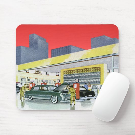 ヴィンテージ自動整備士完全車サービスガレージ マウスパッド (マウス)