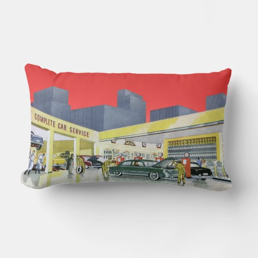 ヴィンテージ自動整備士完全車サービスガレージ ランバークッション (正面)