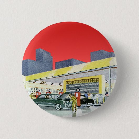 ヴィンテージ自動整備士完全車サービスガレージ 缶バッジ (正面)