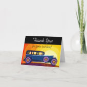 ヴィンテージ自動車サンパーソナライズされたセットありがとう サンキューカード (正面)