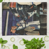 ヴィンテージ自動車修理サービス事業自動整備士 キッチンタオル (折り畳み)