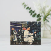 ヴィンテージ自動車修理サービス事業自動整備士 ポストカード (スタンド正面)