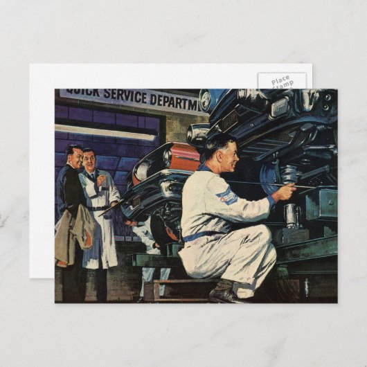 ヴィンテージ自動車修理サービス事業自動整備士 ポストカード (正面/裏面)