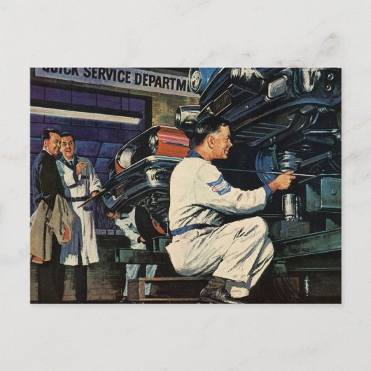 ヴィンテージ自動車修理サービス事業自動整備士 ポストカード (正面)