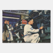 ヴィンテージ自動車修理サービス事業自動整備士 ラッピングペーパーシート (正面2)