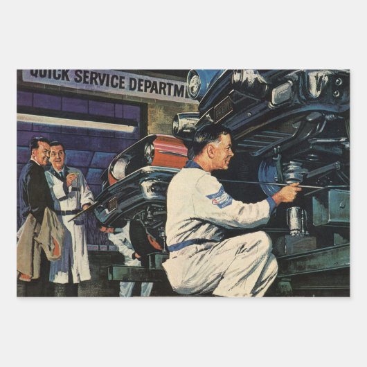 ヴィンテージ自動車修理サービス事業自動整備士 ラッピングペーパーシート (正面2)