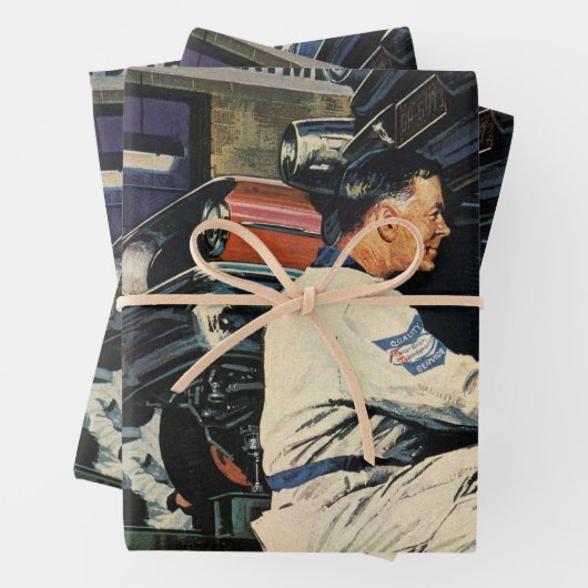 ヴィンテージ自動車修理サービス事業自動整備士 ラッピングペーパーシート (インサイチュ)