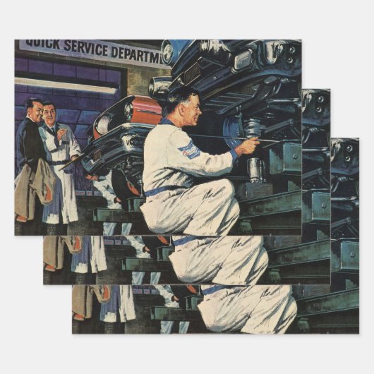 ヴィンテージ自動車修理サービス事業自動整備士 ラッピングペーパーシート (セット)