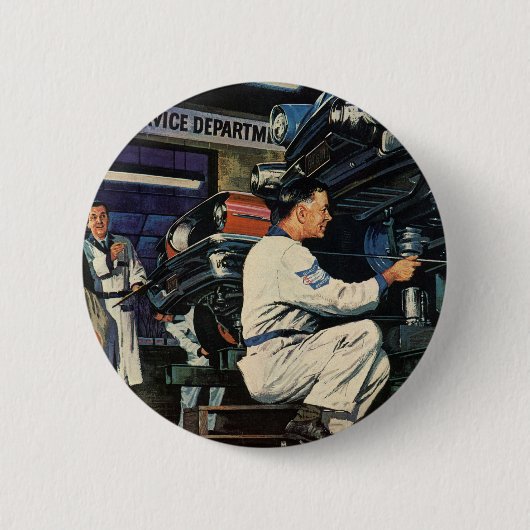 ヴィンテージ自動車修理整備士 缶バッジ (正面)