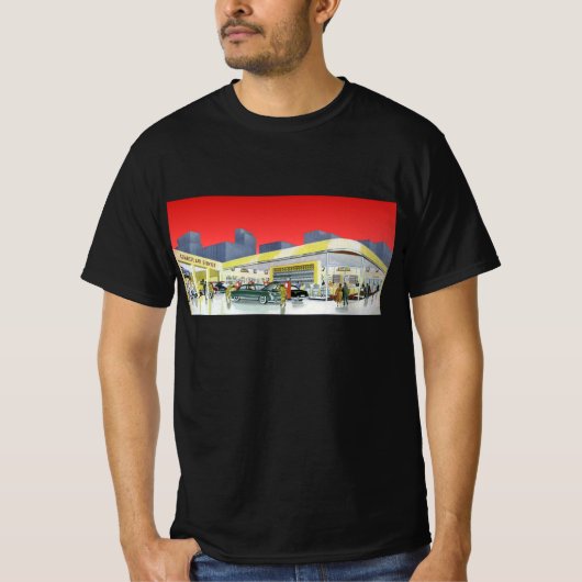 ヴィンテージ自動車整備工場 コンプリートカーサービス ガレージ Tシャツ (正面)