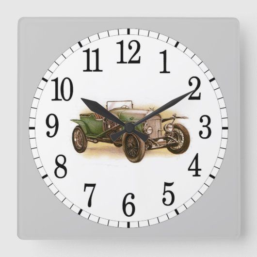 ヴィンテージ自動車 スクエア壁時計 (正面)
