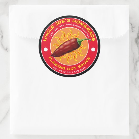 ヴィンテージ自家製の燃え上がるホットソーレーベルテンプレート ラウンドシール (バッグ)